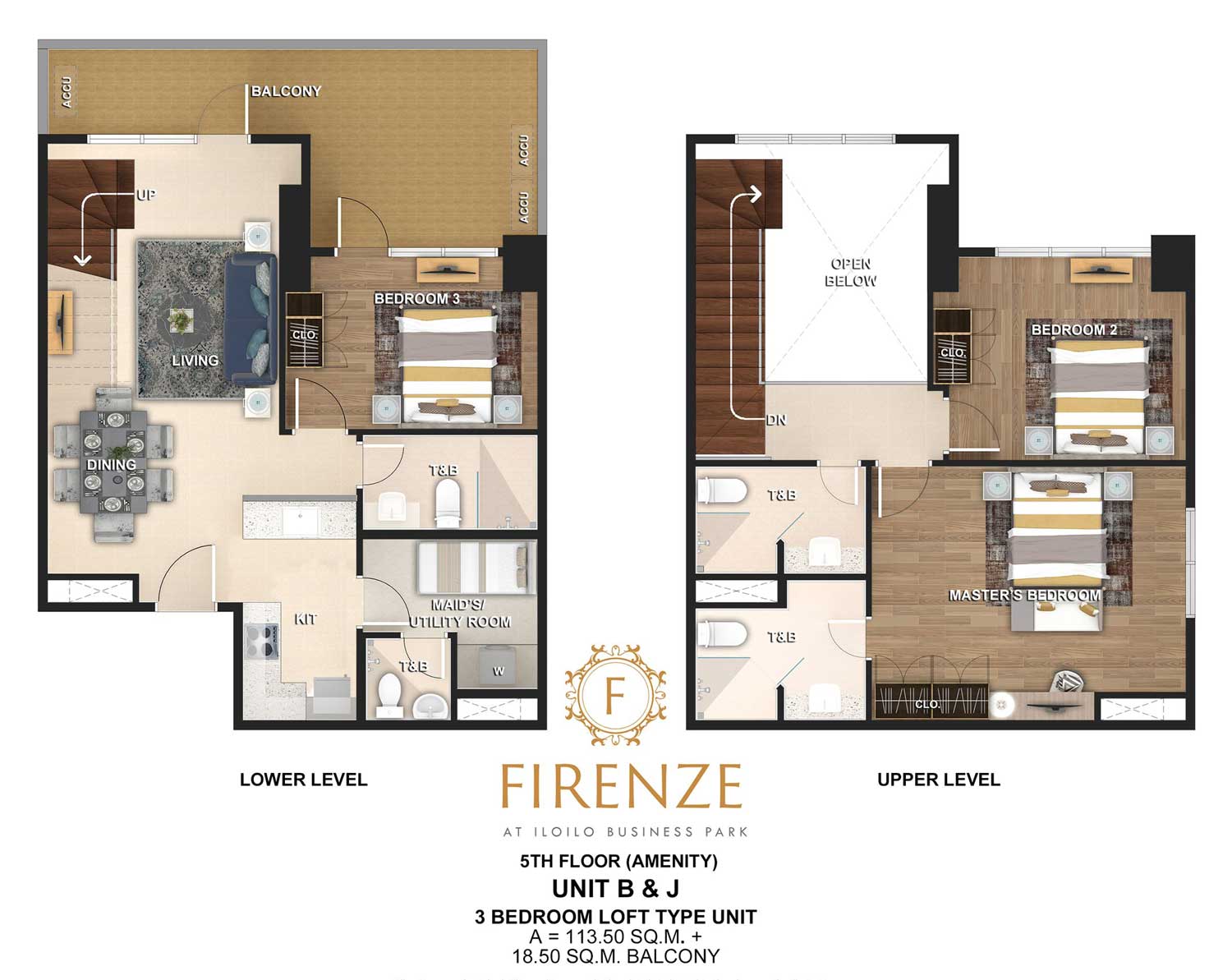 3-bedroom-loft-amenity-layout-firenze - Iloilo Condominiums